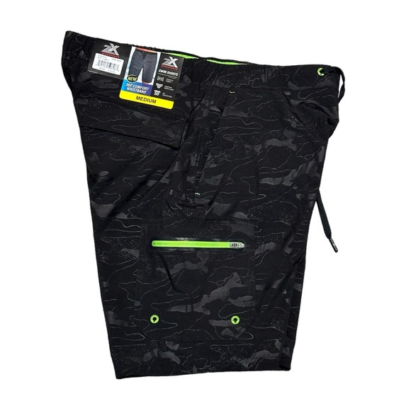 Men's Zeroxposur Medium Swim Drawstring Shorts Trunks Hybrid Black Elastic Waist - Picture 5 of 10